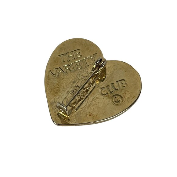 90s Heart Shaped GoldTone Pin Brooch Sunburst By The Variety Club - Picture 2 of 8